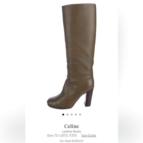 Celine | Women's Green Leather Pull On Riding Boots | Size: 37.5 - Picture 1 of 6
